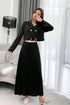Women Classy Collar Down Crop Blazer With Pleated Long Skirts